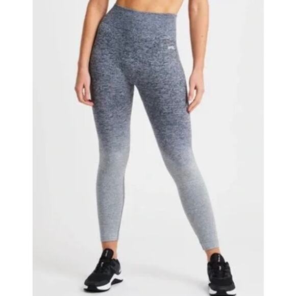 AYBL Pulse Ombré Seamless Gray Marl Workout Lifting Compression Leggings Large - Picture 1 of 14